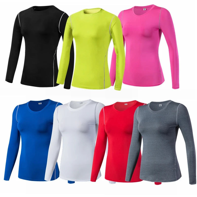 Base Layer Fitness Sport Shirt Quick Dry Women long Sleeves Top Gym jogging lady T-shirt Train Workout Clothing White Yoga Shirt Quick Pick Grocers