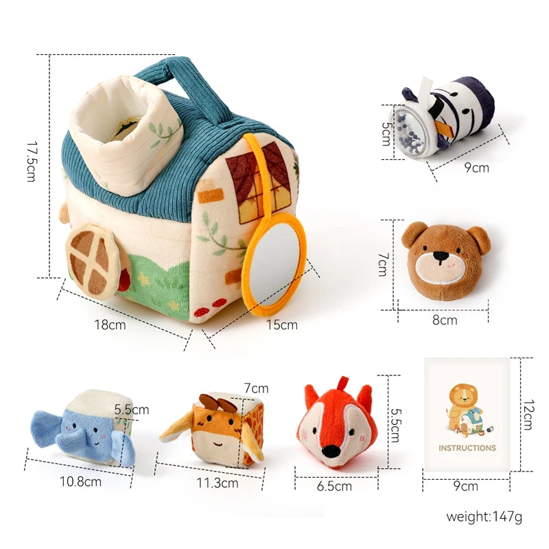 Montessori cloths Toys Magic Cotton Animal Tissue Box Kids Finger Exercise Cloth Busy Box Toys Baby Educational Activity Sensory Purest Peak