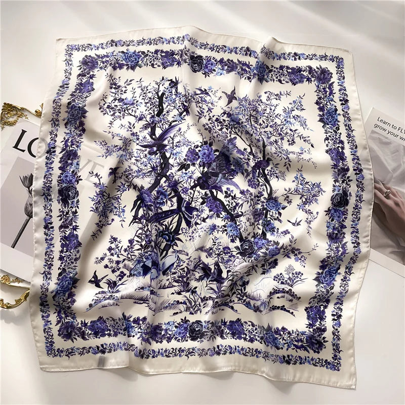 2025 New Fashion 70X70cmPrinted Women's Scarf Pashmina Silk Scarf Square Shawl Decorative Headband Neck Luxury Design Bandana Quick Pick Grocers