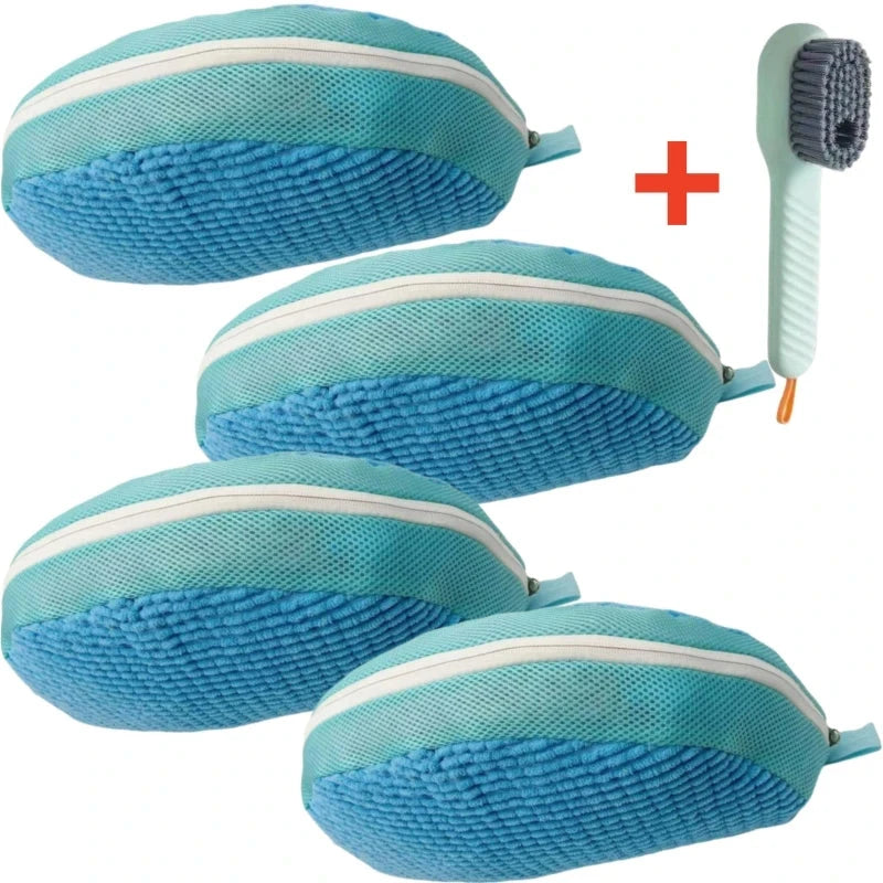 1/2/4PCS Shoe Washing Machine Bag with Liquid Shoe Brush Set Durable Laundry Shoe Bag and Soft Bristle Clean Brush for All Shoes Econic Blanks