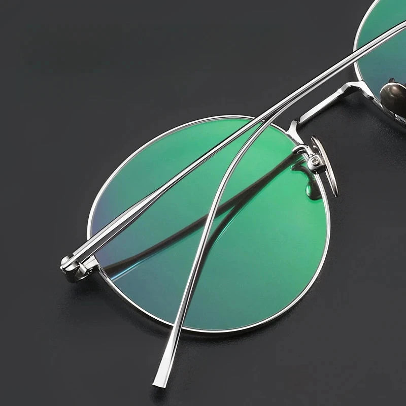 FIRADA Vintage Comfortable Eyeglasses Fashion Round Pure Titanium Eyewear Luxury Prescription Glasses Frame For Men Women ST1644 Econic Blanks