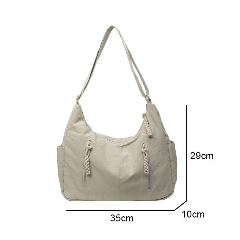 Trendy Women's Soft Cloth Shoulder Bag Solid Color Student 2026 Spring Y2k Casual Style Big Handbags Crossbody Bags for Women Quick Pick Grocers