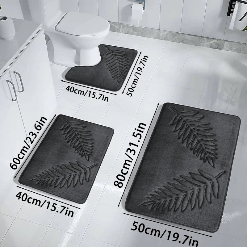3PCS Set Bath Mats Nonslip Soft Quick Dry Bathroom Soft Rugs Water Absorption Dry Fast Bath Mat Machine Washable For Home Floor Quick Pick Grocers