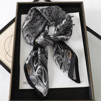 Bohemian Style Print Luxury Brand Silk Square Scarf Women Satin Shawls Neckerchief Wrap Scarves Bandana Hair Hjiab Floral Quick Pick Grocers