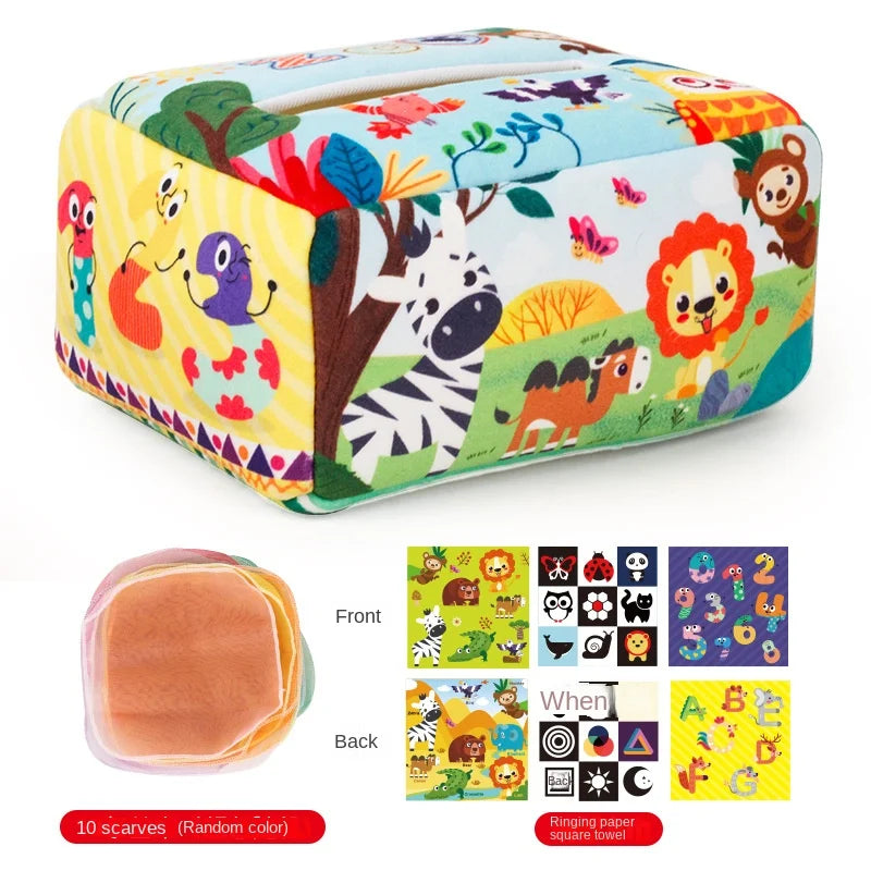 Baby Montessori Toy,Magic Tissue Box,Educational Learning Activity Sensory Toy For Kids Finger Exercising  Busy Board Baby Game Purest Peak