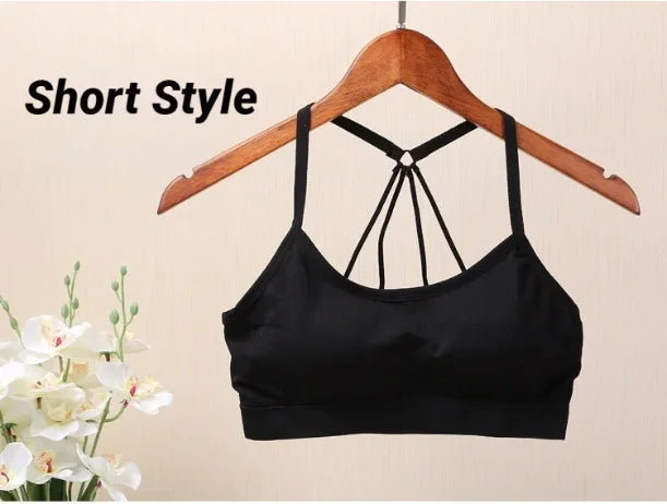 Sports Underwear Women Yoga Fitness Seamless Crop Top Wide Letter Straps Comfortable Workout Activewear Back Without Underwire I Quick Pick Grocers