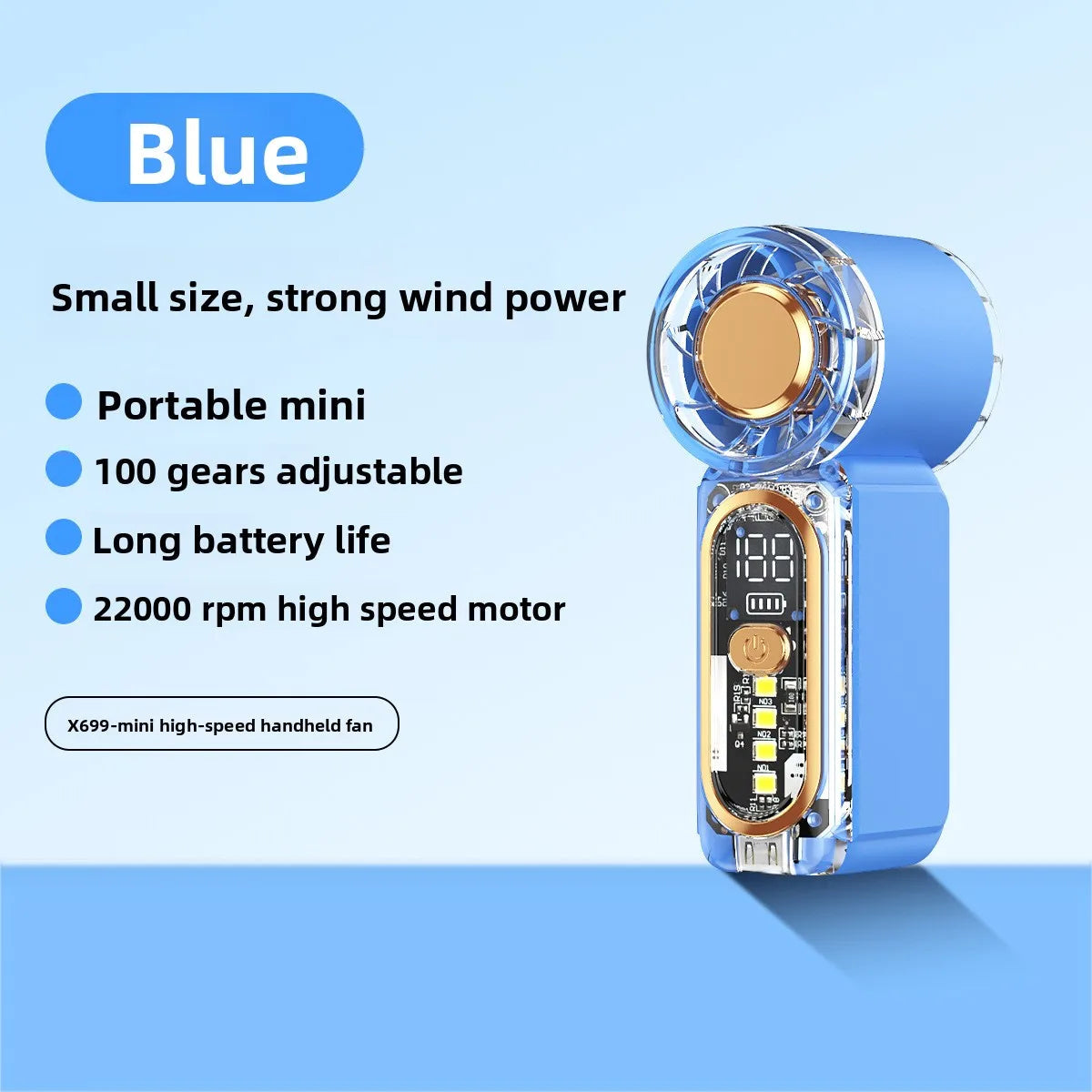 High Velocity Portable USB Charging Hand Fan Mini Powerful Pocket Fan With Strong Airflow For Summer Camping Sports Beach Travel Quick Pick Grocers