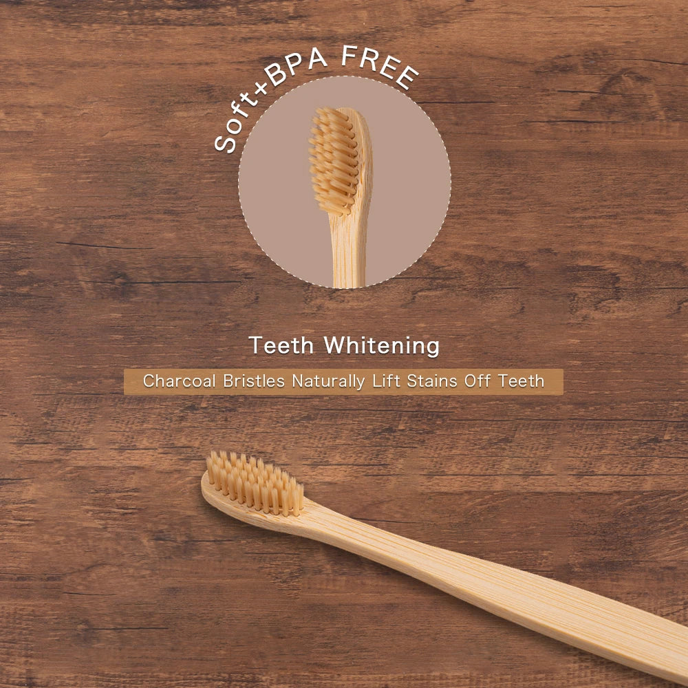 10Pcs Colorful Toothbrush Natural Bamboo Tooth Brush Sets Soft Bristle Charcoal Teeth Eco Bamboo Toothbrushes Dental Oral Care Econic Blanks