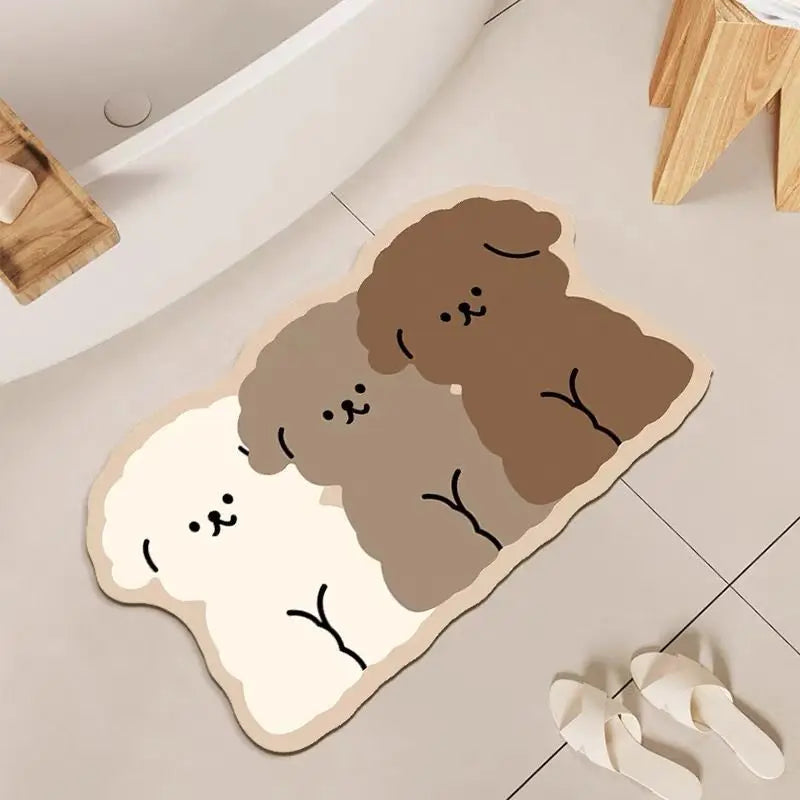 Three-color puppy bathroom carpet diatom mud bathroom quick-drying absorbent floor mat household bathroom custom non-slip mat Quick Pick Grocers