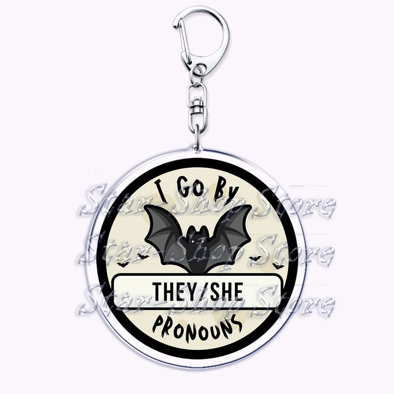 Cute Lgbt Halloween Keychain for Accessories Bag Gay Pride Lgbtq Spooky Ghost Lesbian Keyring Jewelry Rainbow Fans Friends Gifts Quick Pick Grocers