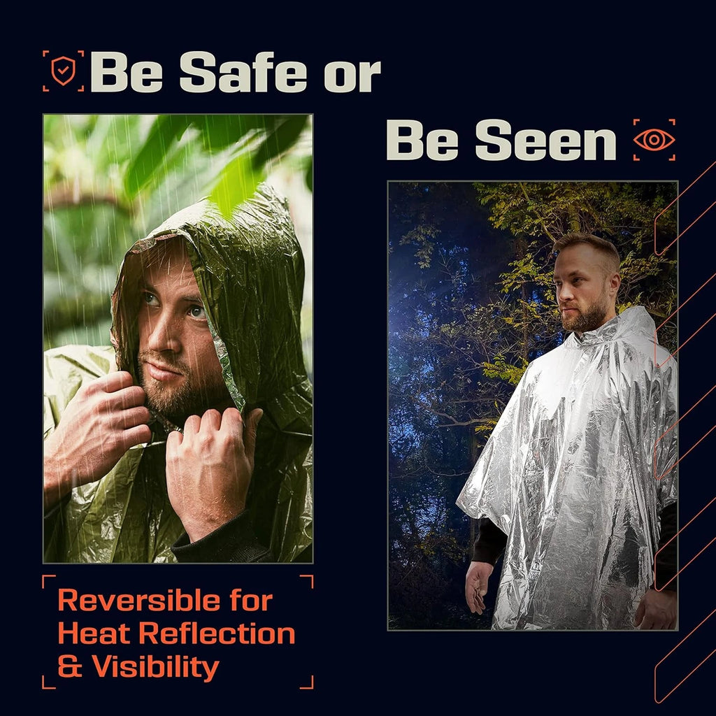 Emergency Waterproof Raincoat Aluminum Film Disposable Poncho Warm Thermal Rainwear Blankets Survival Tools Camping Equipment Quick Pick Grocers