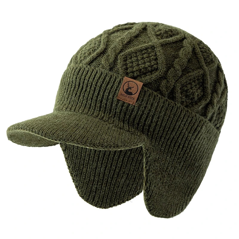 New Unisex Winter Hat Plush Fur Lined Warm Earflap Cap Stylish Soft Beanie Hat  Outdoor Thick Ski Sports Knitted Hat Purest Peak