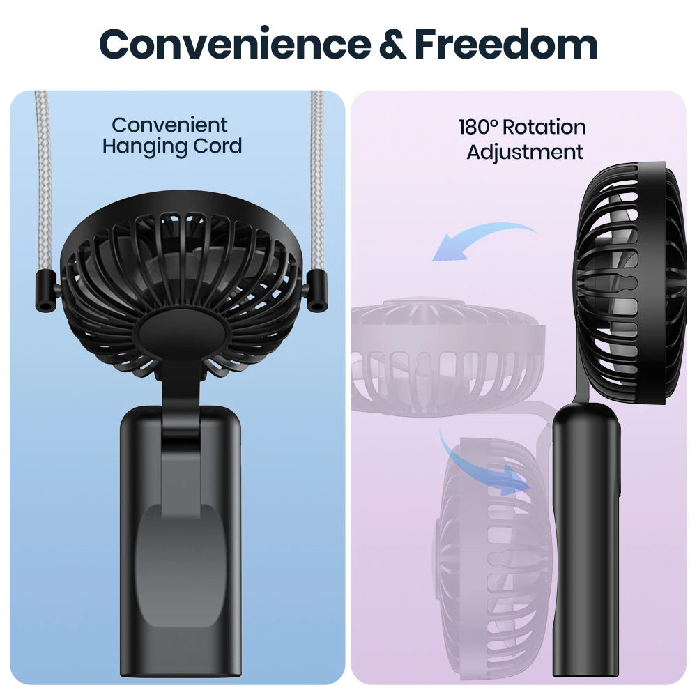 TOPK Portable Mini Fan,2400mAh USB Rechargeable Hand Neck Fan 3in1 Personal Electric Fan Standing Fans for Room Camping Foldable Quick Pick Grocers