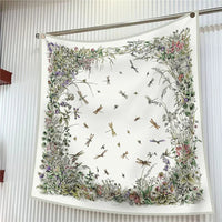 90Cm French Jungle Large Square Scarf Decorative Fashion Trend Flowers High Quality Twill Silk Travel Shawl Sunscreen Quick Pick Grocers