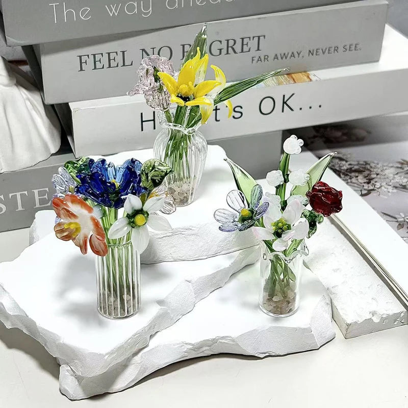 Tulip Glass Ornament Simulated Flower Bouquet Gift Healing Series Girlfriend Life Is One Thousand Times Spring and Bright Quick Pick Grocers