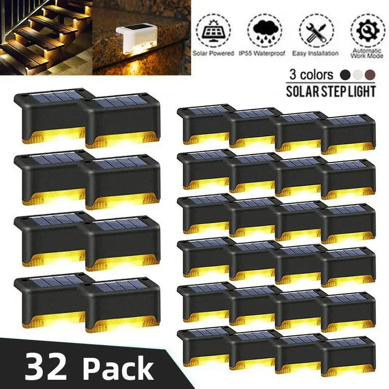 Warm White LED Solar Step Lamp Path Stair Outdoor Garden Lights Waterproof Balcony Light Decoration for Patio Stair Fence Light Econic Blanks