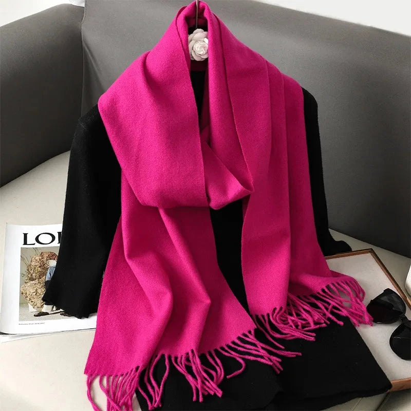 62Color Solid Women Winter Scarf Warm Thicken Cashmere Shawl Outdoor Fashion Luxury Tassels Pashmina Lady Wrap Windproof Scarves Econic Blanks