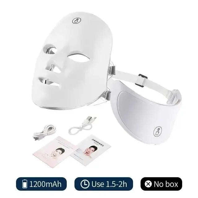 7 Colors Led Facial Mask With Neck Red Light Therapy Mask For Skin Tightening Lifting Anti-aging Bio-Light Beauty Whitening Home Quick Pick Grocers