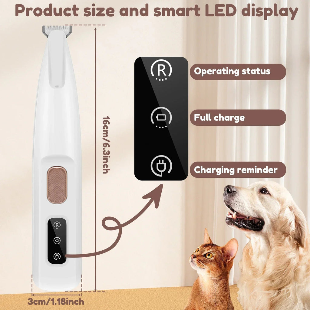New Dog Paw Trimmer with LED Light Fully Waterproof Pet Hair Trimmer with LED Display Dog Clippers for Grooming 18mm Widen Blade Quick Pick Grocers