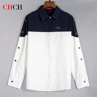 CHCH Women's Shirt 2025 New High Quality Splicing Color Contrasting Long Sleeve Business Shirt Commuter Women's Wear Quick Pick Grocers