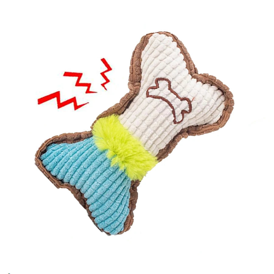 1pc Dog Squeaky Toys, Bones Plush Dogs Chew Toy for Small Medium Breed Puppy Aggressive Chewer Pets Puppy Playing Cleaning Teeth Econic Blanks