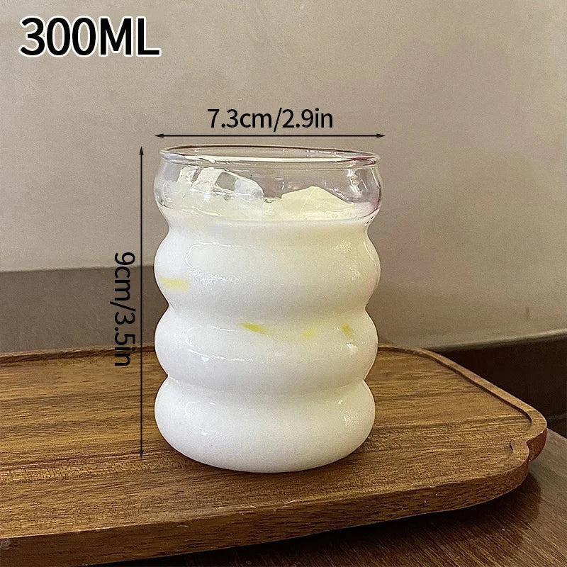 Glasses Cup Transparent Water Bottle Tumbler Whiskey Glass Drinkware Coffee Milk Juice Mug Cup Kitchen Accessory Stripe Cups 텀블러 Quick Pick Grocers