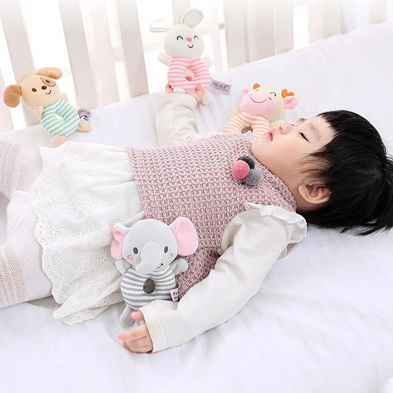 New Baby Rattle Toys Cartoon Animals Plush Infant Hand Ring Bed Toys for Newborn 0-24 Months Toddler Early Educational Toy Econic Blanks