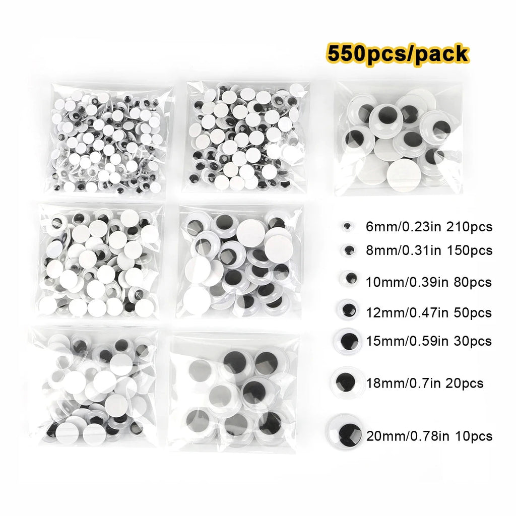 100pcs/200/550pcs Self-adhesive Googly Wiggle Eyes for DIY Scrapbooking Crafts Projects DIY Dolls Accessories Eyes Handmade Toys Econic Blanks