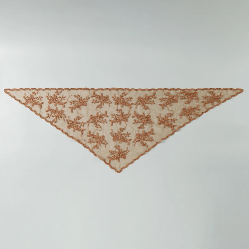 Elegant Lace Scarf Hollow Out Embroidery Foulard Bandana Solid Color Triangular Scarf Thin Vintage HandkerChiefs for Hair Woman Quick Pick Grocers