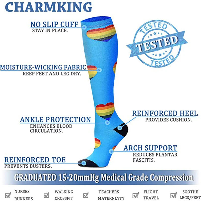 Compression Socks Varicose Veins Men's And Women's Sports Socks Football 20-30 Mmhg Elastic Anti Fatigue Pain Relief Wholesale Quick Pick Grocers