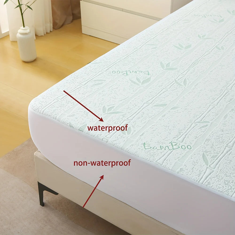 1p Cooling Bamboo Fiber Fitted Sheet, Breathable Mattress Protector Cover  with Deep Pocket for Summer Quick Pick Grocers
