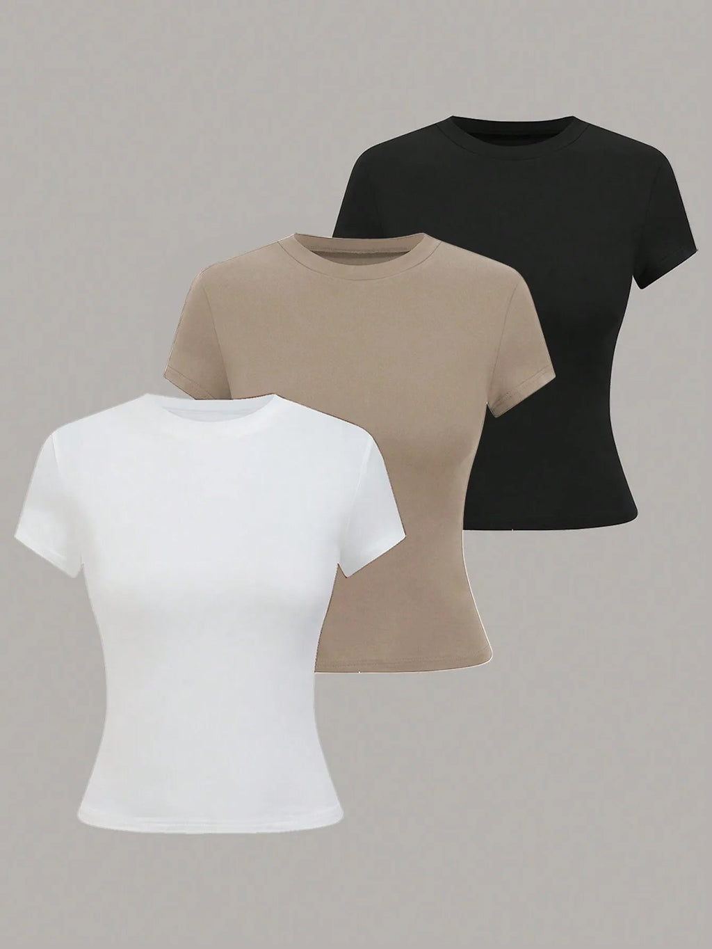 Women's Solid Color Short Sleeve T-Shirt, Minimalist Basic Top for Summer Quick Pick Grocers