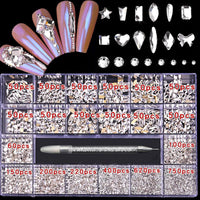 21 grid nail art diamond flat bottom glass diamond multi-style special-shaped diamond shiny nail rhinestone DIY nail art jewelry Econic Blanks
