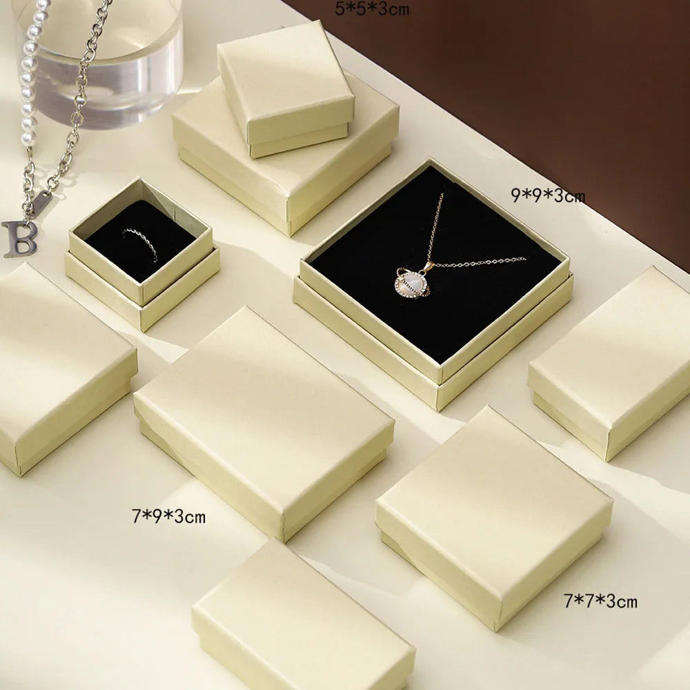 12pack White Simple Luxury Box Dark Green Paper Jewellry  Rings Earrings Bracelet Necklace Display Case Jewelry Organizer Boxes Purest Peak