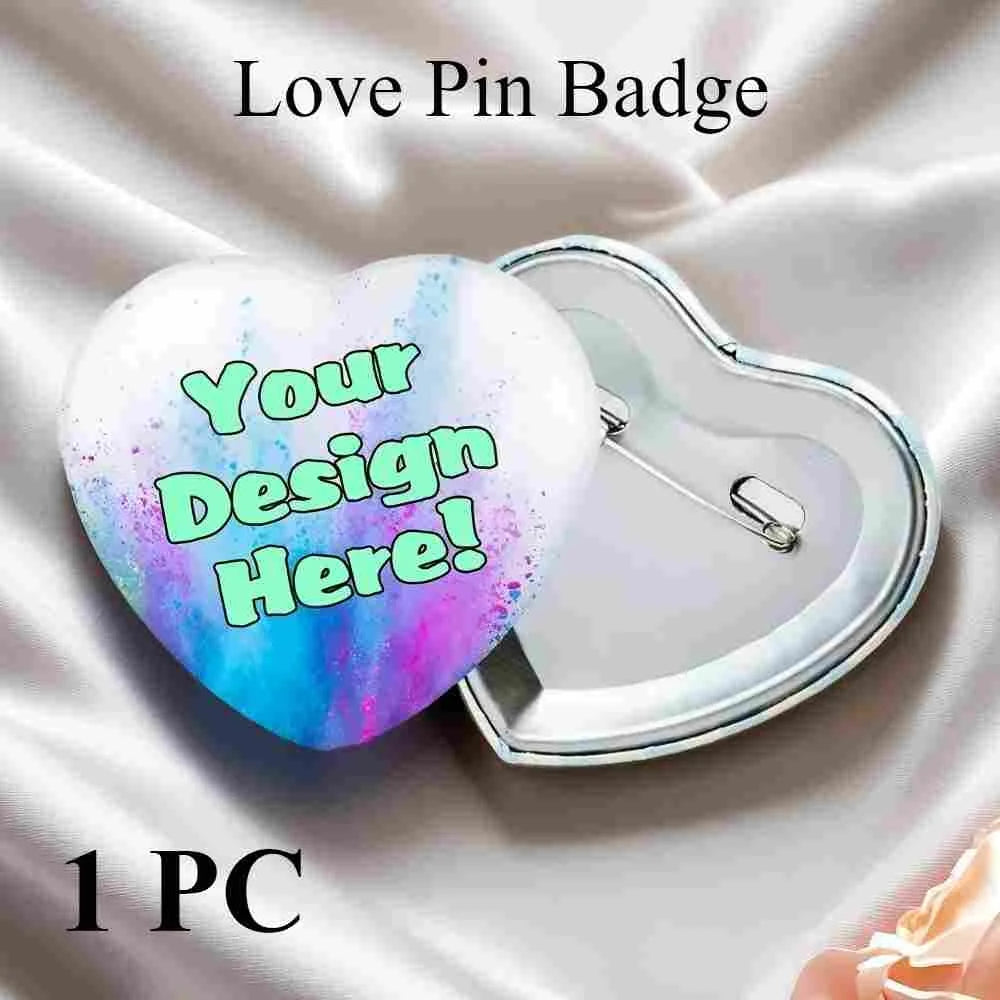Customized Personalized Heart-Shaped Tin Badges With Text Designs And Logo Printing A Perfect Gift For Children And Loved Ones Quick Pick Grocers