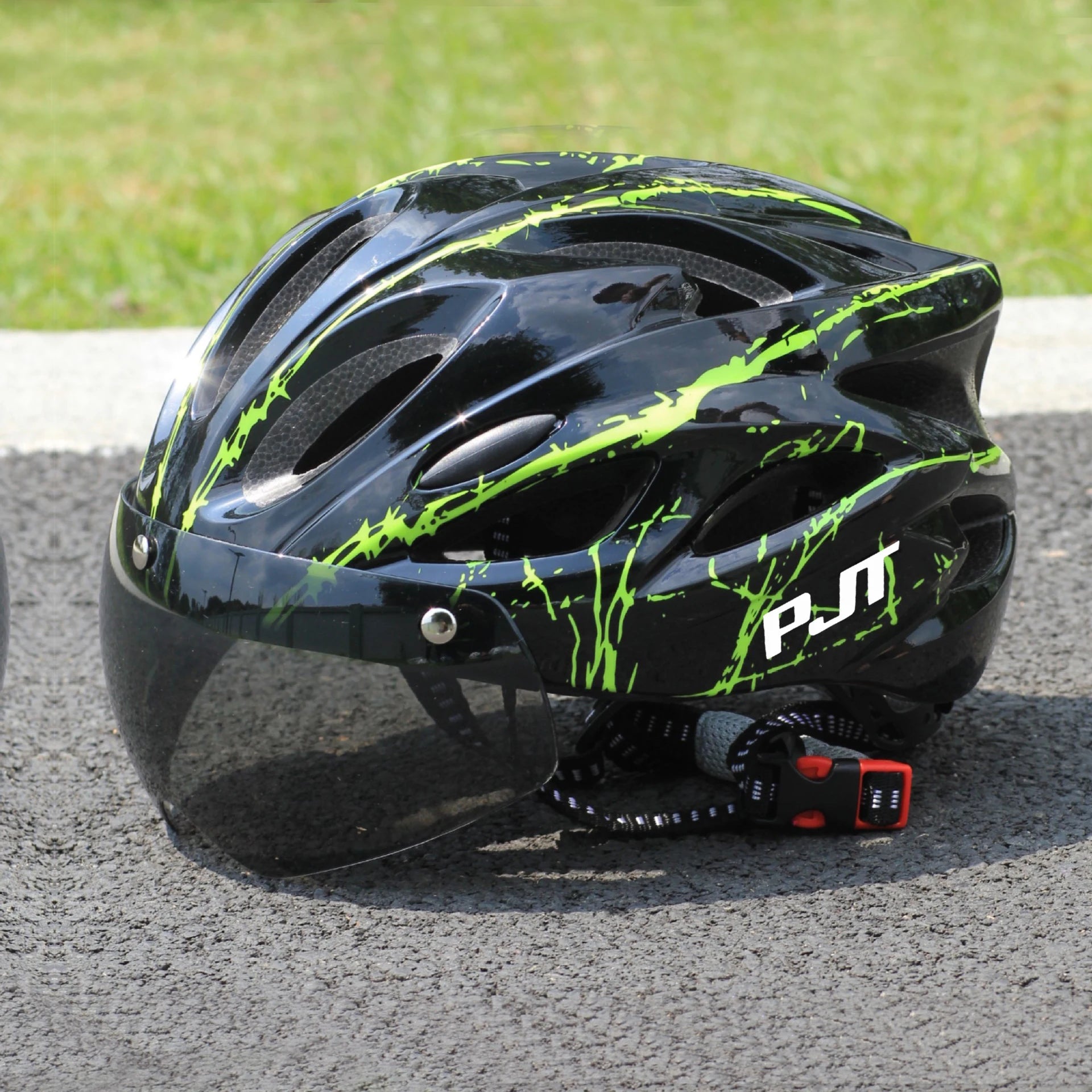 PJT Ultra-Light Magnetic Goggles Bicycle Helmet Lightweight PC Shell & EPS Foam Construction Cycling Helmet MTB Bike Helmet Quick Pick Grocers