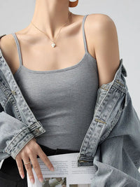 Women's Summer Basic Sleeveless Tank Top Spaghetti Strap Slim Fit Stretch Knitted Solid Color Camisole Quick Pick Grocers
