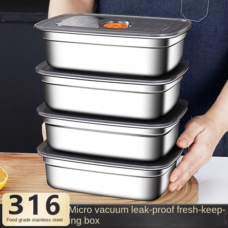 304 Stainless Steel Crisper, Lunch Box, Sealed Leak-proof Bento Box, Refrigerator Freezer Storage Box, Camping Lunch Box Quick Pick Grocers