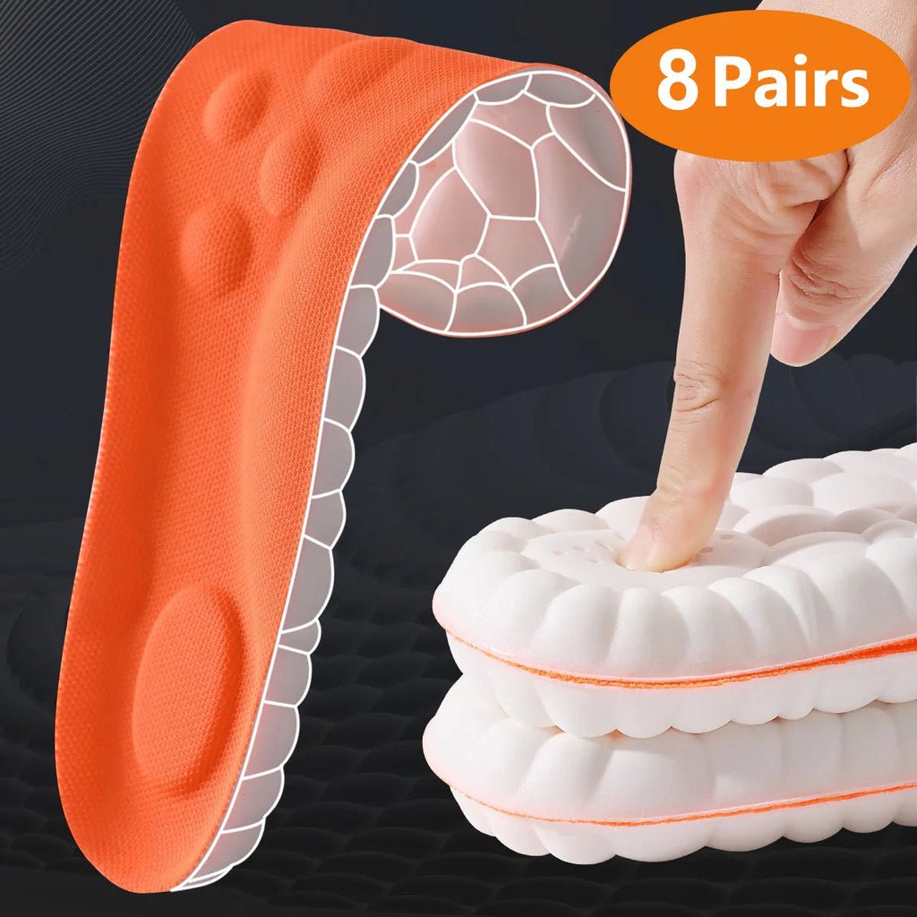 1/2/4pairs Latex Sport Insoles Soft High Elasticity Shoe Pads Orthotic Breathable Shock Absorption Cushion Arch Support Insole Quick Pick Grocers
