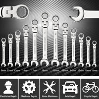 8pcs 72-Tooth Durable Ratchet Wrench Set Metric 8-19mm Multi-Function for Garage Home DIY Repair Maintenance Ideal Party Gift Quick Pick Grocers