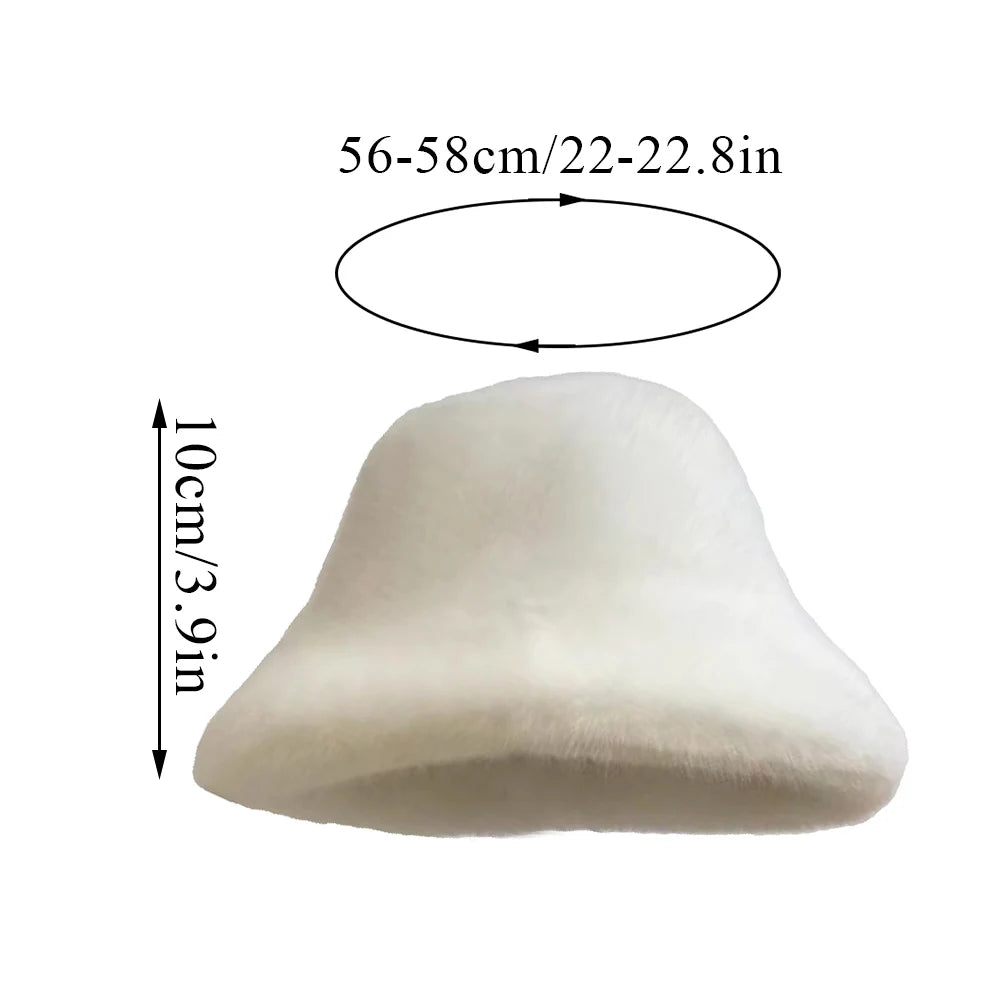 Fluffy Fur Fisherman Hat For Women Winter Plush Ear Protection Cap Windproof Warm Female Panama Caps Solid Fashion Bucket Hat Purest Peak