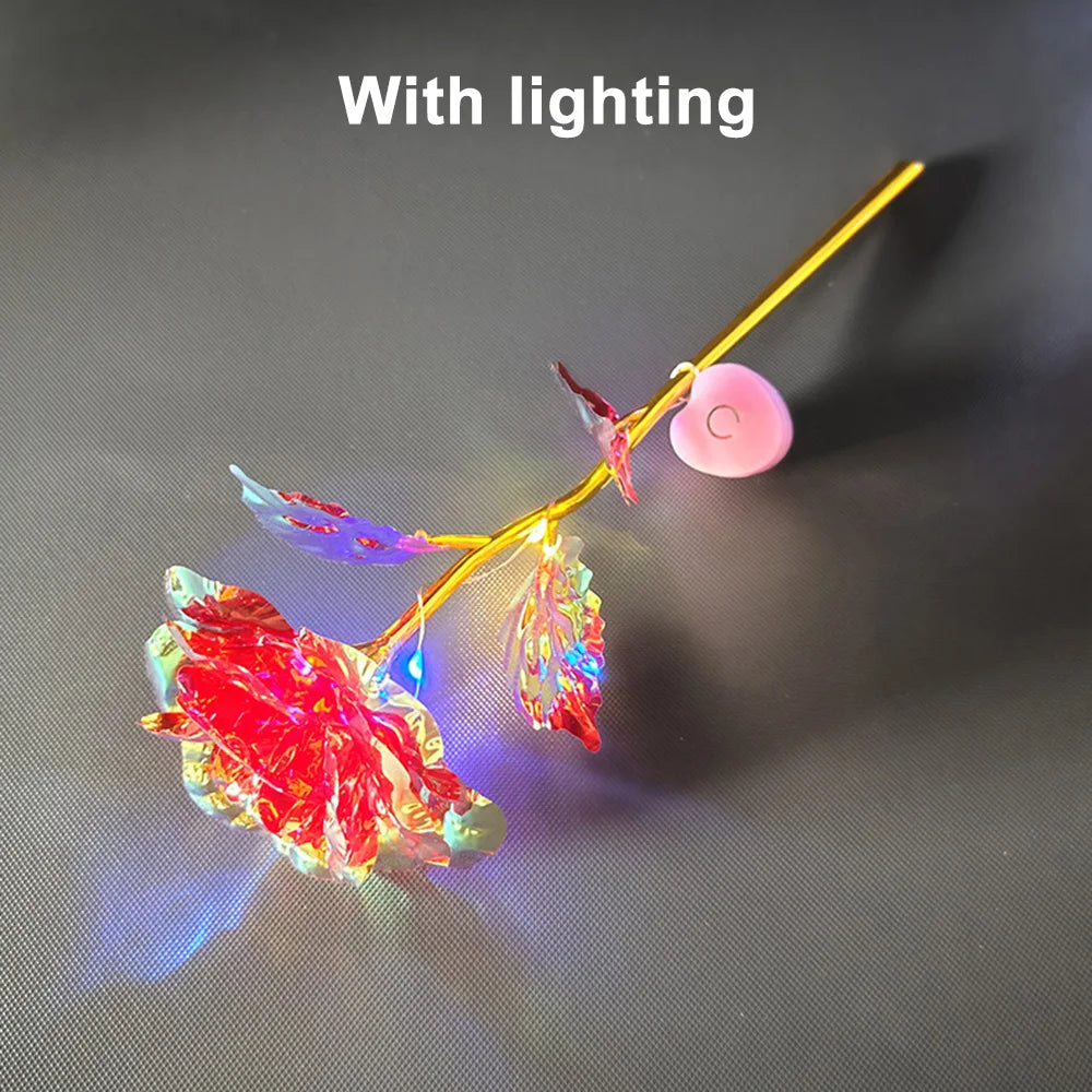 Led Valentine's Day Mother's Day Gift 24K Foil Plated Roses Artifical Flowers Wedding Decor Lover Lighting Roses Creative Gift Quick Pick Grocers