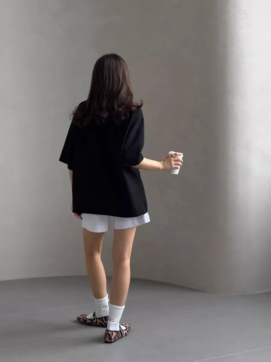 Hirsionsan Summer Casual Oversized T-shirts Women 100% Cotton Pink Loose Tees 2025 New Cusual Solid O Neck Female Aesthetic Tops Quick Pick Grocers