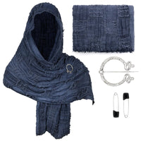 Medieval Vintage Hooded Shawl Scarf Cloak For Men Women Renaissance Halloween Tattered Layered Textured Frayed Cosplay Costume Quick Pick Grocers