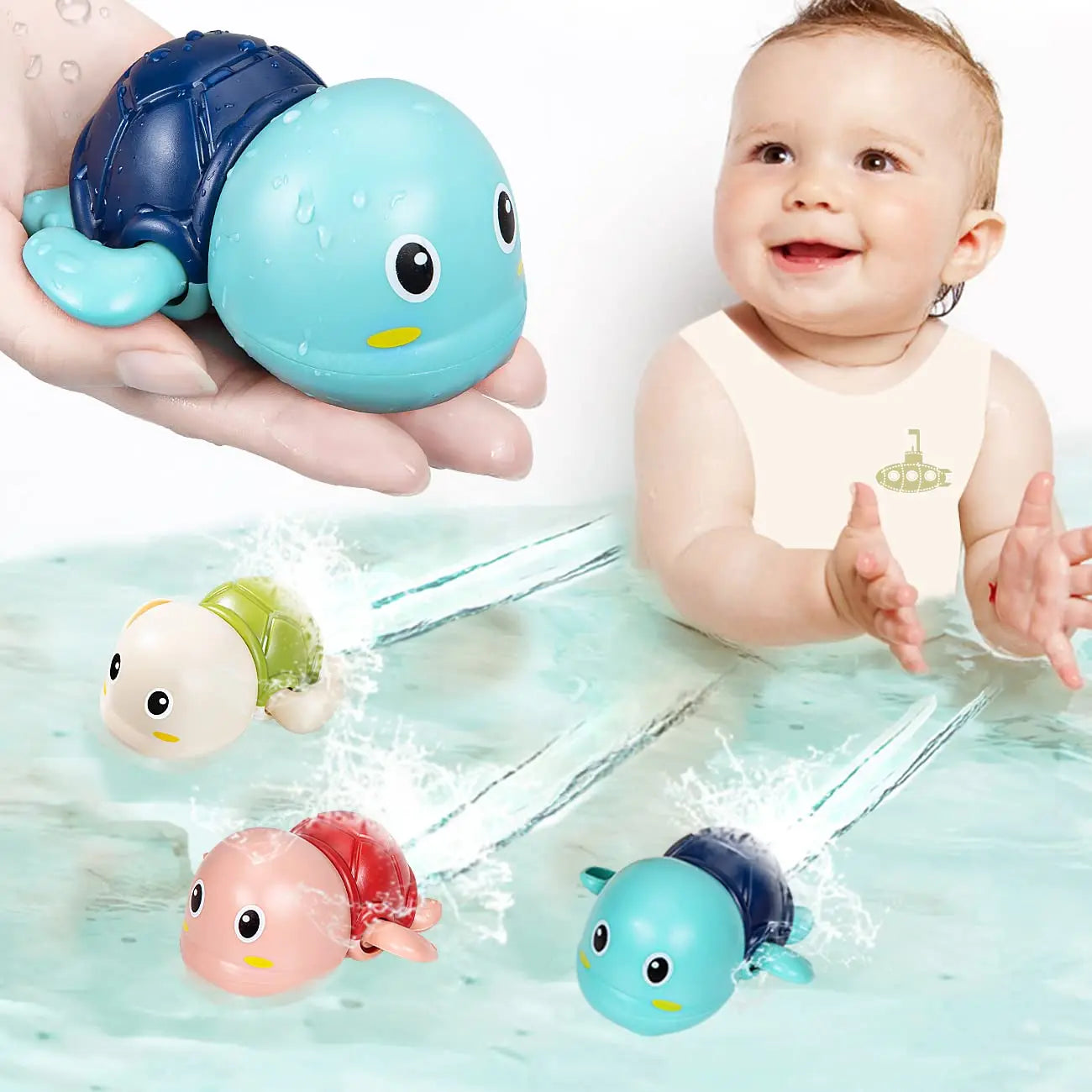 Baby Bath Toys Bathing Cute Swimming Turtle Whale Pool Beach Classic Chain Clockwork Water Toy For Kids Water Playing Toys Quick Pick Grocers