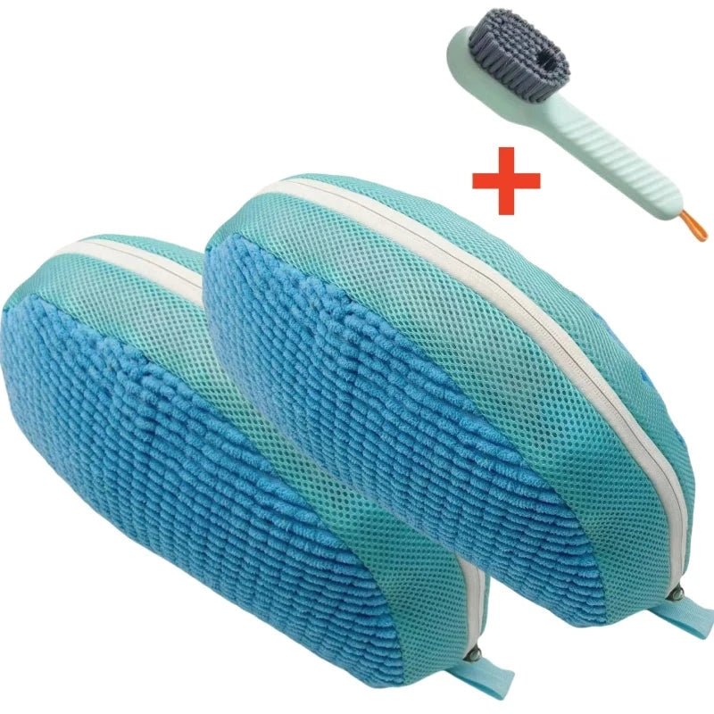 1/2/4PCS Shoe Washing Machine Bag with Liquid Shoe Brush Set Durable Laundry Shoe Bag and Soft Bristle Clean Brush for All Shoes Econic Blanks