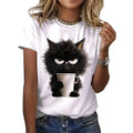 Funny Cat Women Summer White Print T-shirt Girl Casual Short Sleeve O Neck Top For Summer Female Animal Clothing Econic Blanks