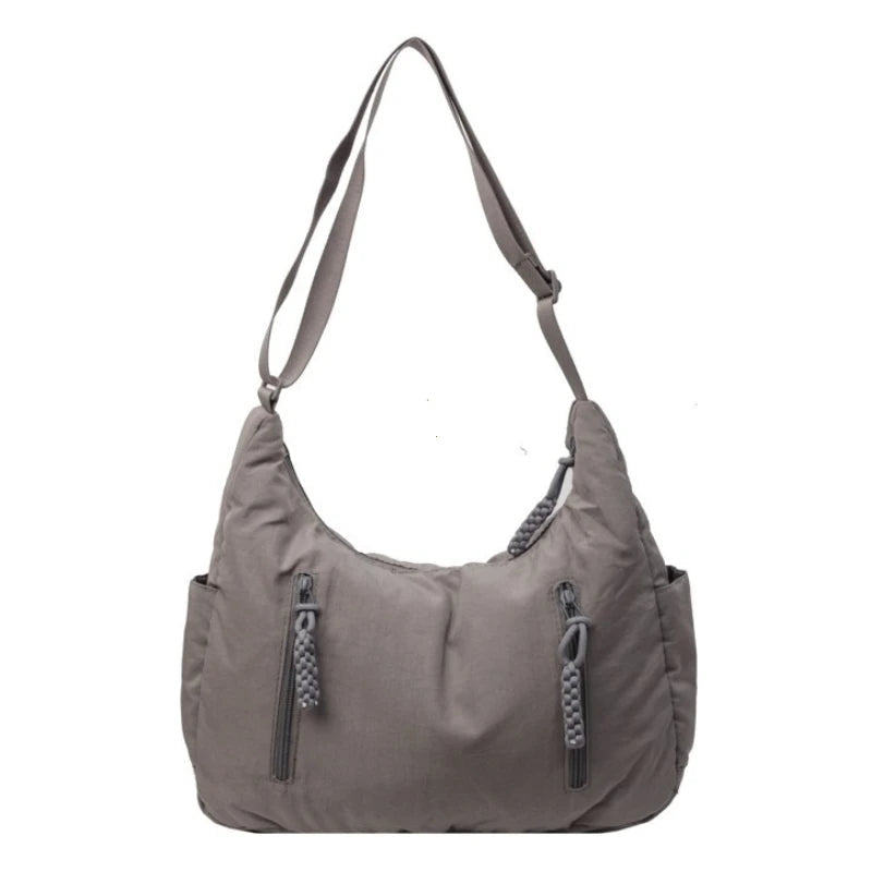 Trendy Women's Soft Cloth Shoulder Bag Solid Color Student 2026 Spring Y2k Casual Style Big Handbags Crossbody Bags for Women Quick Pick Grocers