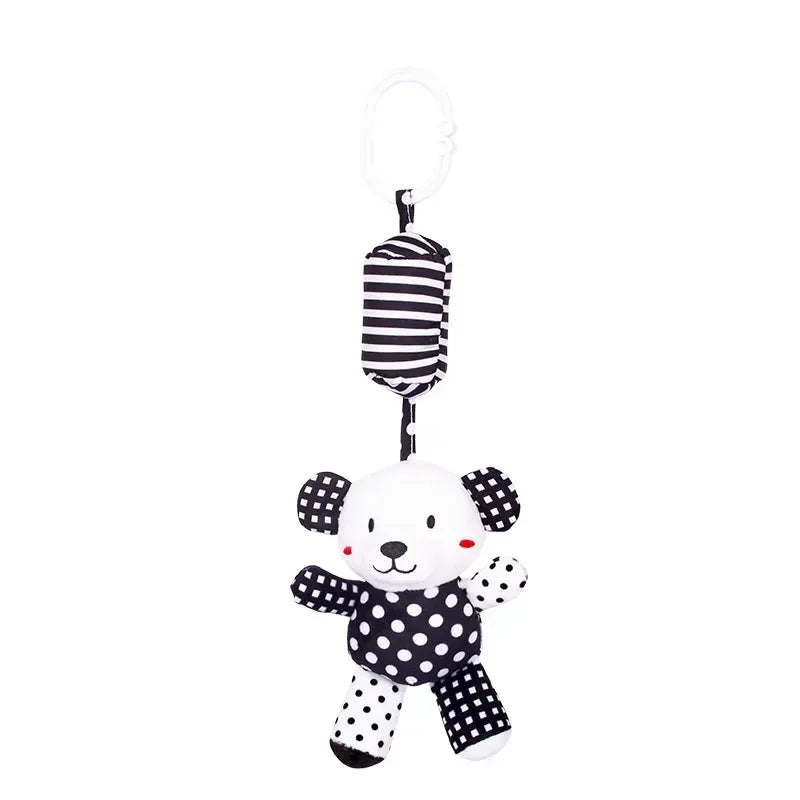 Stroller Bed Hanging Bell Plush Doll Baby Infant Rattles Newborn Black White Visual Grab Ability Training Toys игрушки для детей Purest Peak