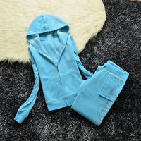 Winter Velvet Tracksuit for Women: Heavy Duty Fleece Lined Hoodie and Pants Set | Solid Color Warm Jogger Outfit Quick Pick Grocers